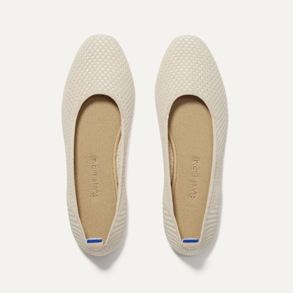 Rothy's Square Toe The Blanc Cream Knit Ballet Flats